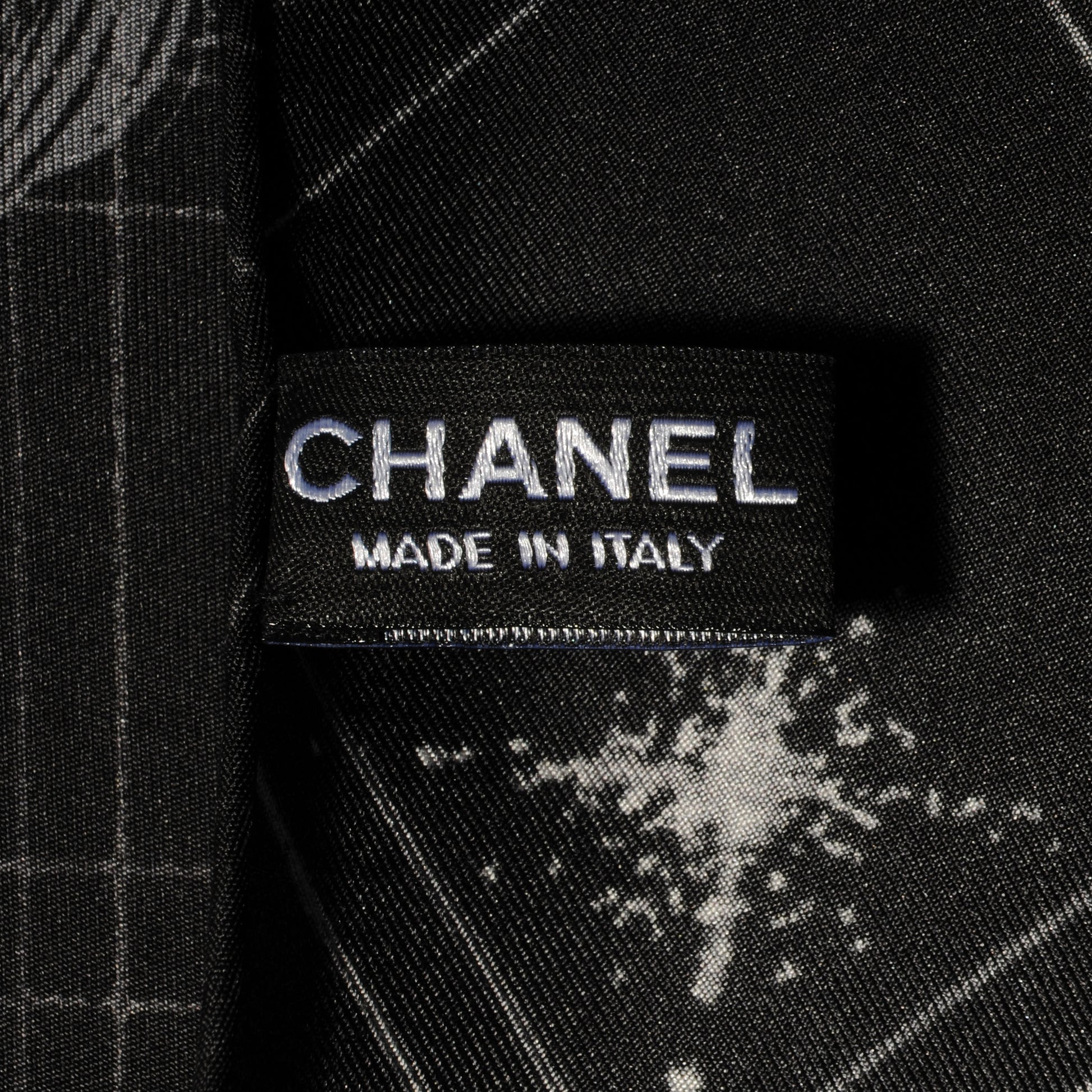 Chanel Silk Camellia Lion Scarf Black 5 of 5