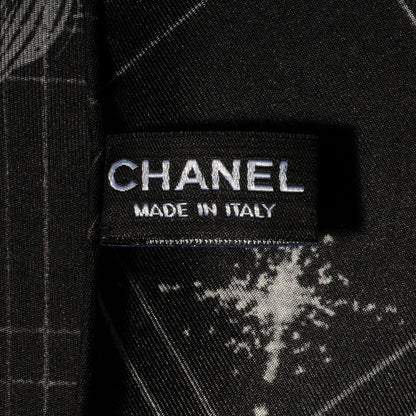 Chanel Silk Camellia Lion Scarf Black 5 of 5