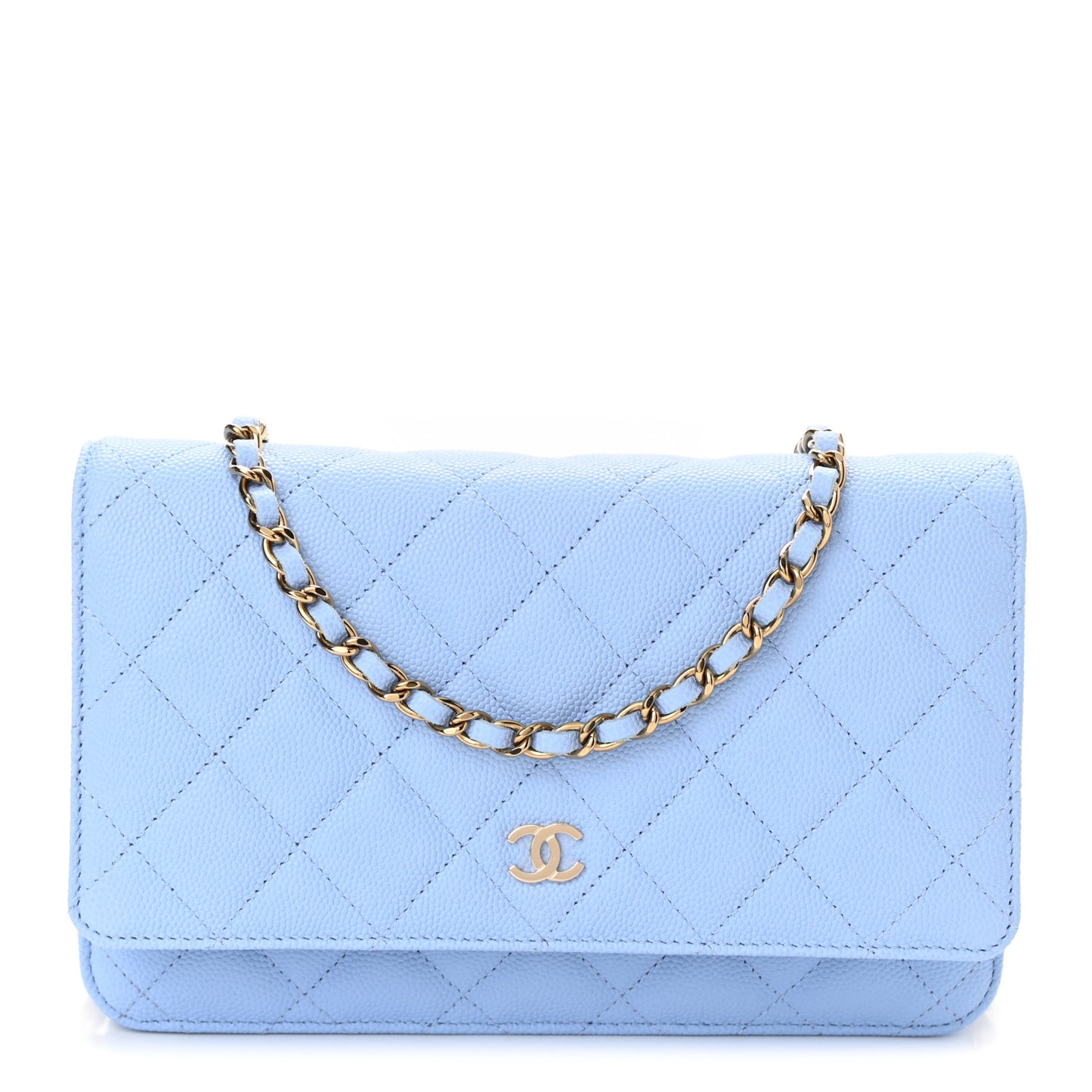 Caviar Quilted Wallet On Chain WOC Blue