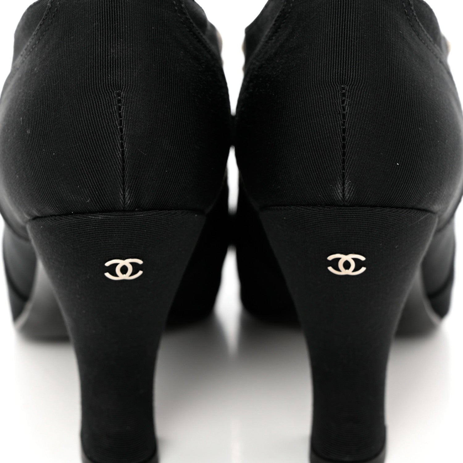 Chanel Grosgrain Pearl Crystal Bow CC Oxford Lace Up Booties 38.5 Black 10 of 11