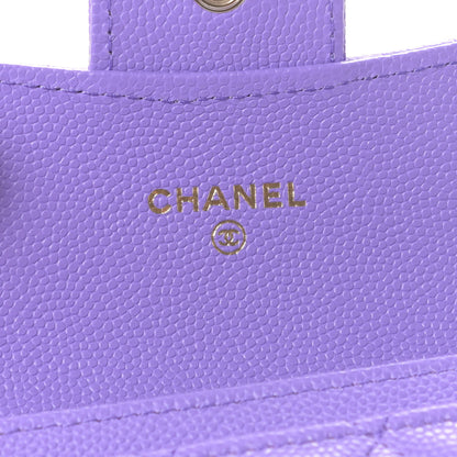 Chanel Caviar Quilted Flap Card Holder Wallet Purple 6 of 9