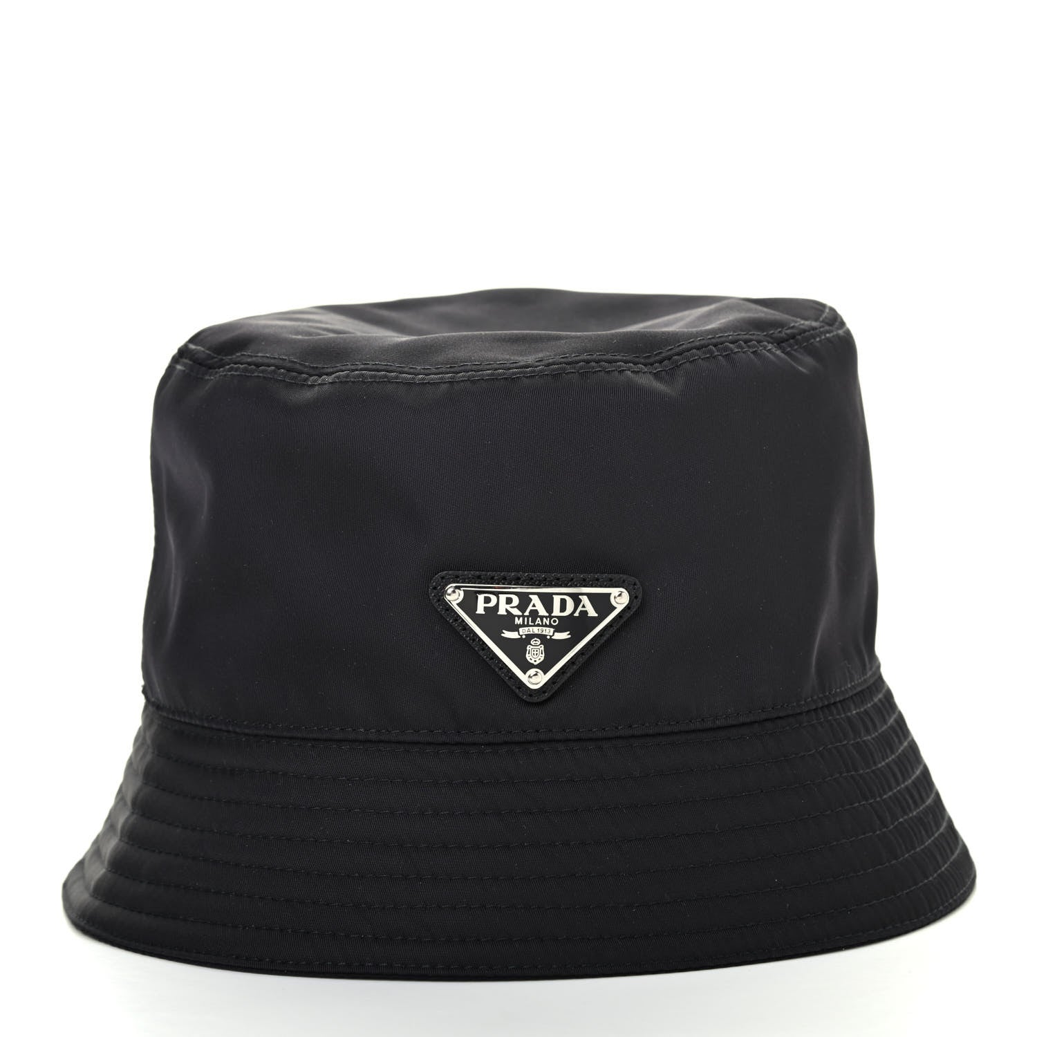 Prada Tessuto Nylon Metal Triangle Logo Mens Bucket Hatt M Black 2 of 4