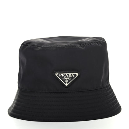 Prada Tessuto Nylon Metal Triangle Logo Mens Bucket Hatt M Black 2 of 4