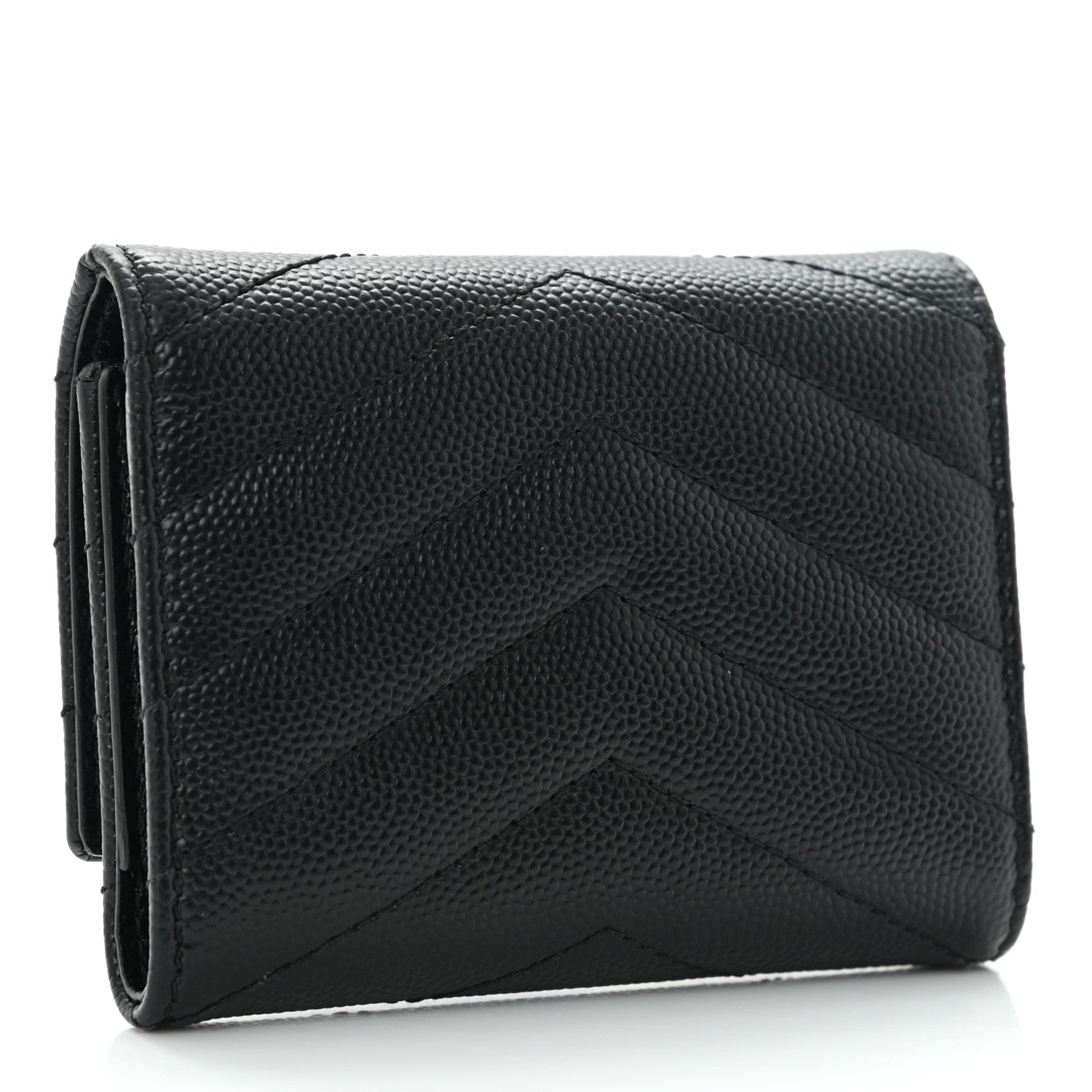 Saint Laurent Grain De Poudre Matelasse Cassandre Monogram Slim Key Case Black 3 of 9