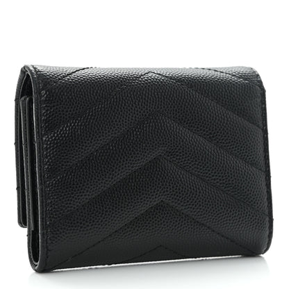 Saint Laurent Grain De Poudre Matelasse Cassandre Monogram Slim Key Case Black 3 of 9
