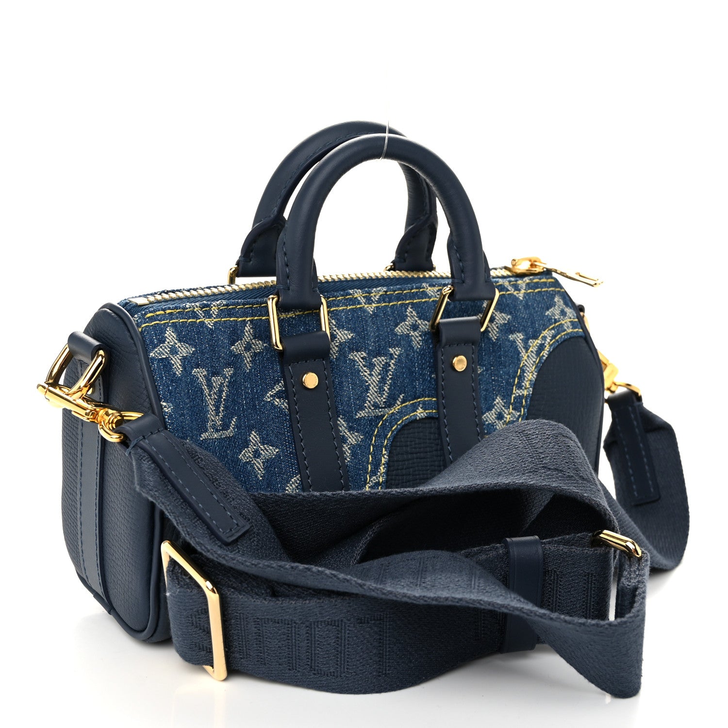 Louis Vuitton X NIGO Taurillon Monogram Denim Drip Keepall XS Blue 3 of 9