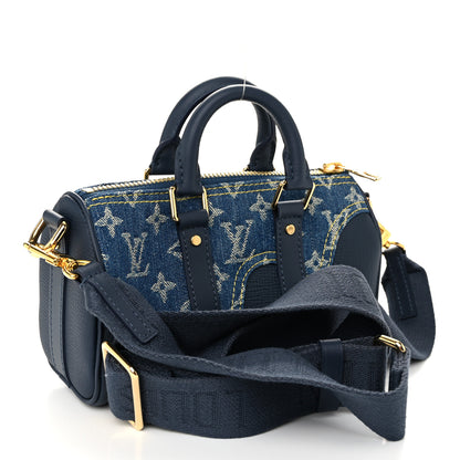 Louis Vuitton X NIGO Taurillon Monogram Denim Drip Keepall XS Blue 3 of 9