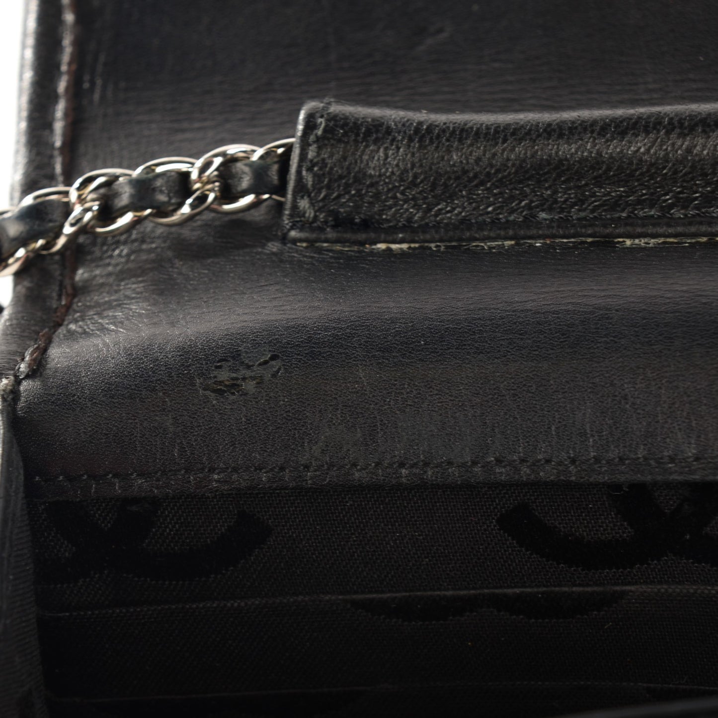 Calfskin Quilted Cambon Wallet On Chain WOC Black