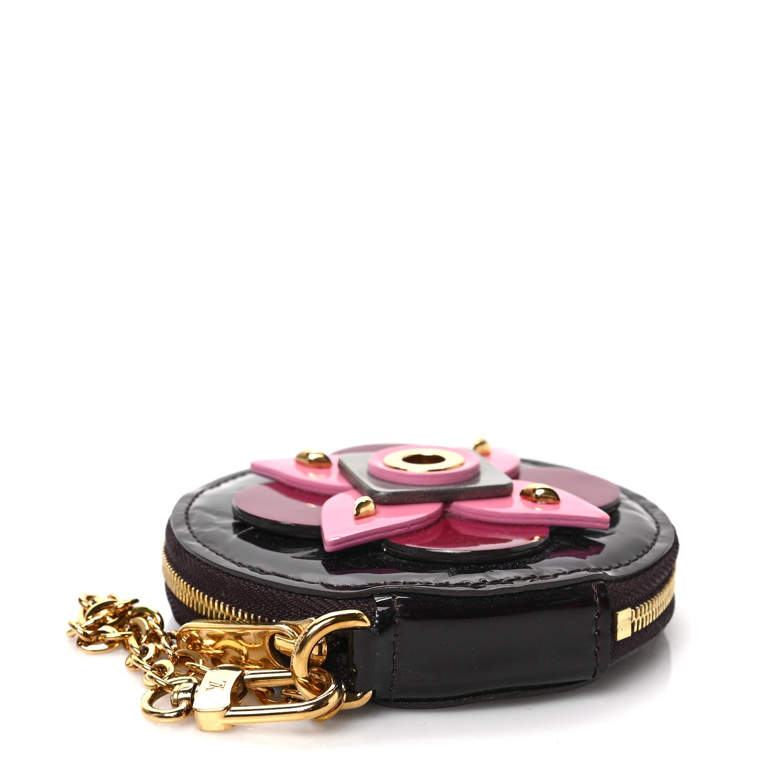 Louis Vuitton Vernis Flower Round Coin Purse Amarante 4 of 6