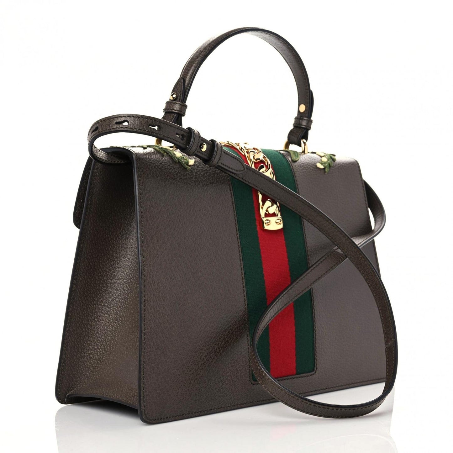 Calfskin Embroidered Medium Sylvie Top Handle Bag New Acero Multicolor