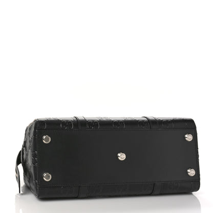 Gucci Calfskin GG Tennis Embossed Tote Bag Black 4 of 8