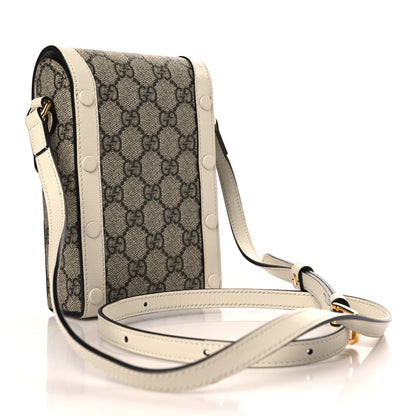 Gucci GG Supreme Monogram Azalea Calfskin Mini Horsebit 1955 Crossbody Bag Beige Ebony Mystic White 3 of 10