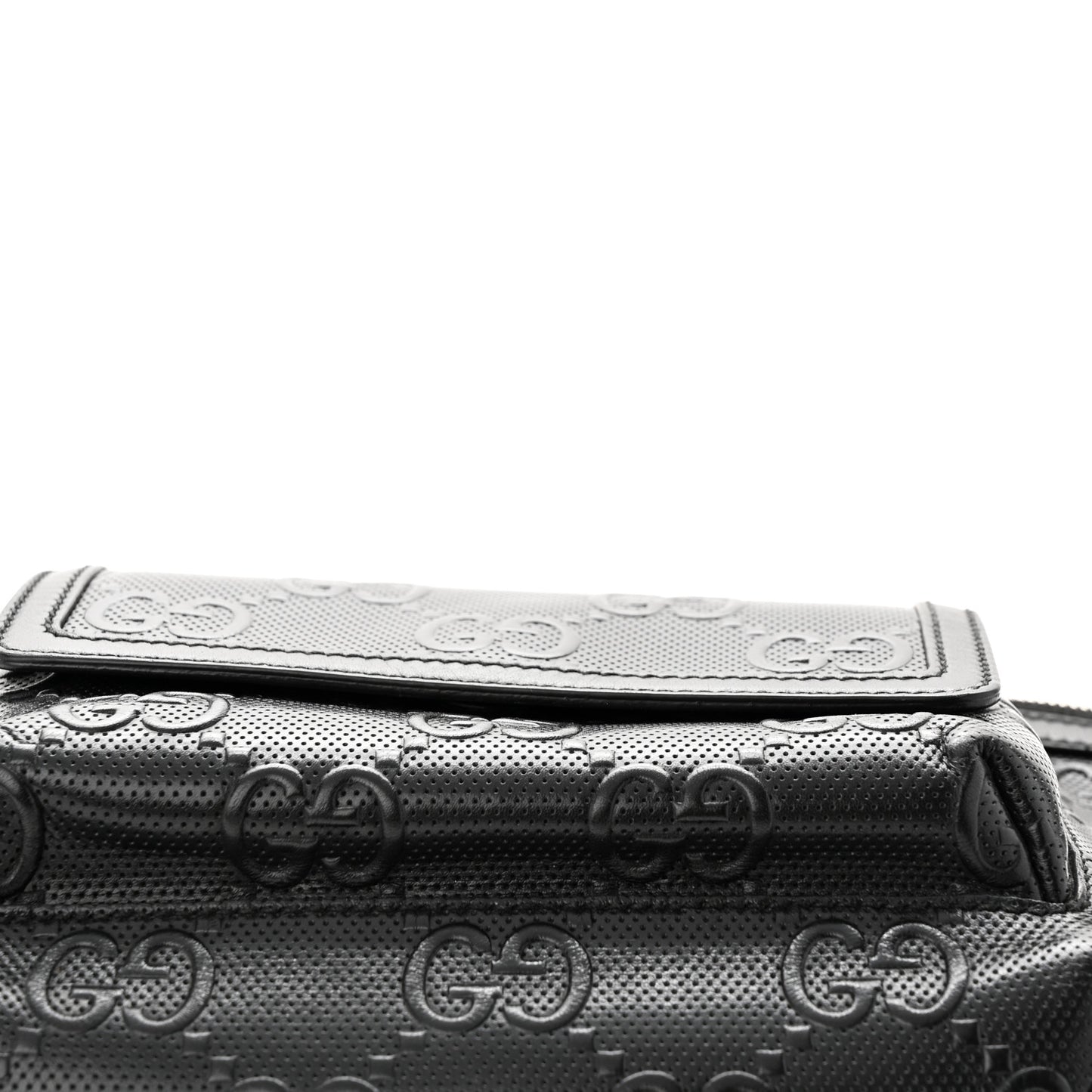Calfskin GG Tennis Embossed Pocket Belt Bag Black