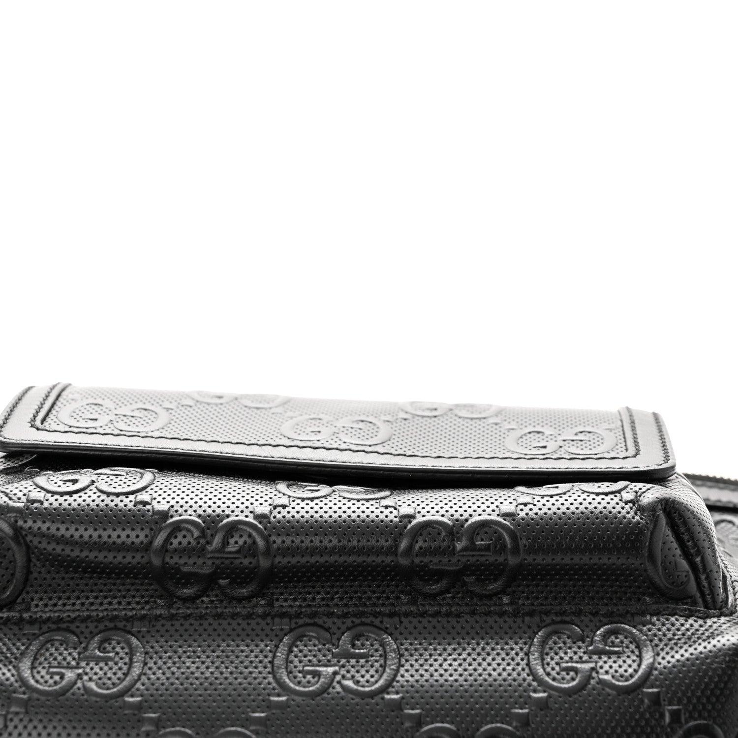 Gucci Calfskin GG Tennis Embossed Pocket Belt Bag Black 11 of 11