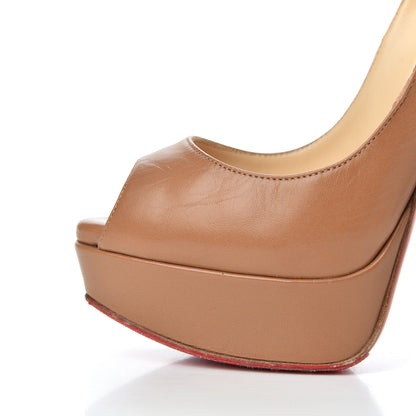 Christian Louboutin Calfskin Lady Peep 150 Pumps 36 Safari 15 of 25
