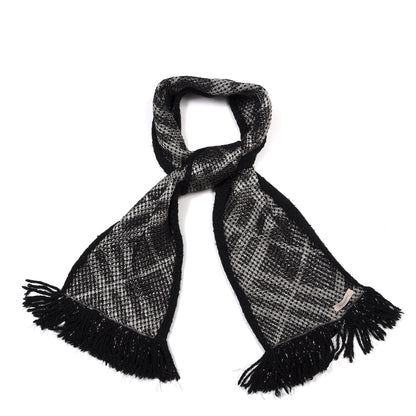Burberry Metallic Check Knit Fringe Scarf Black 1 of 5