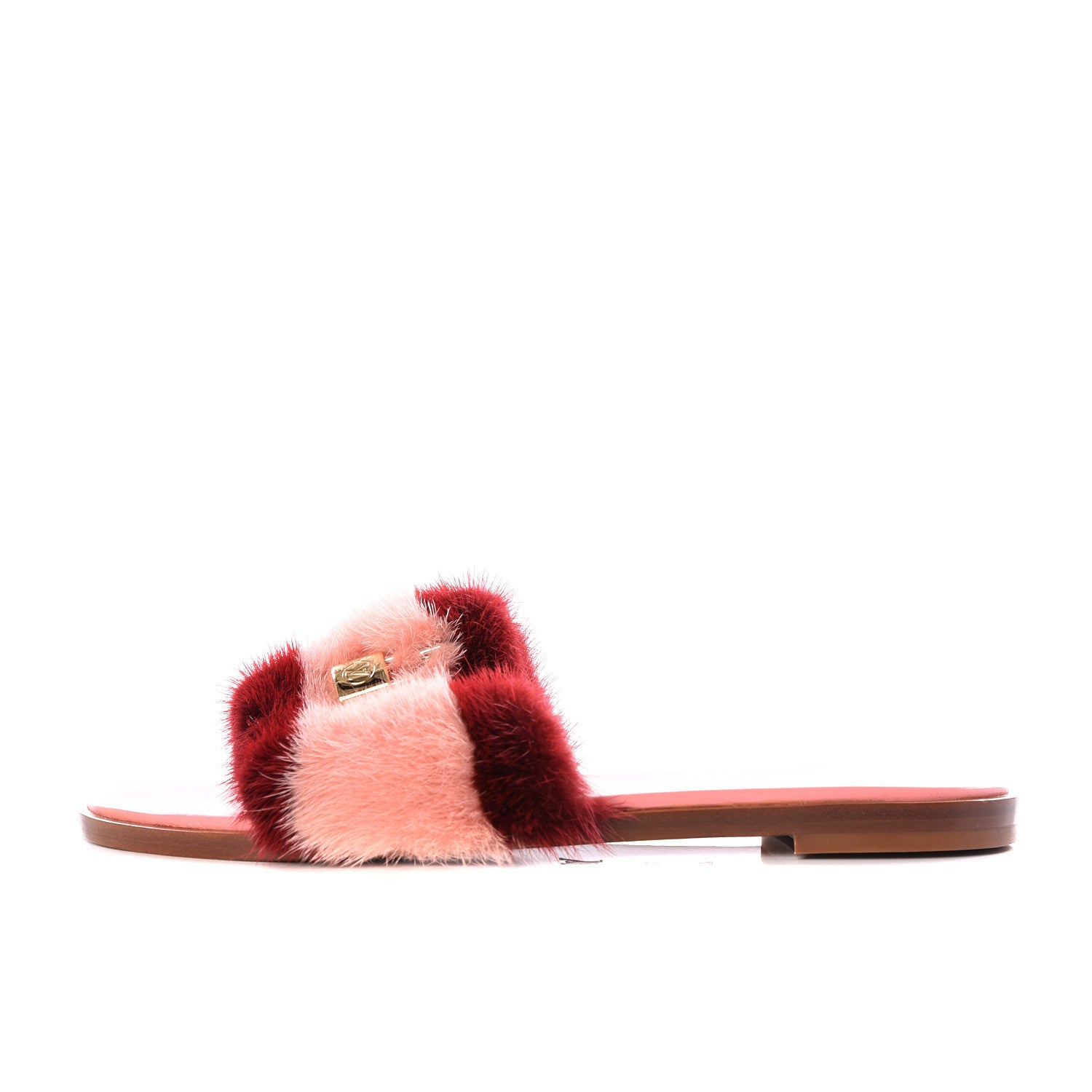 Louis Vuitton Mink Fur Lock It Flat Mule 37.5 Bordeaux 1 of 11