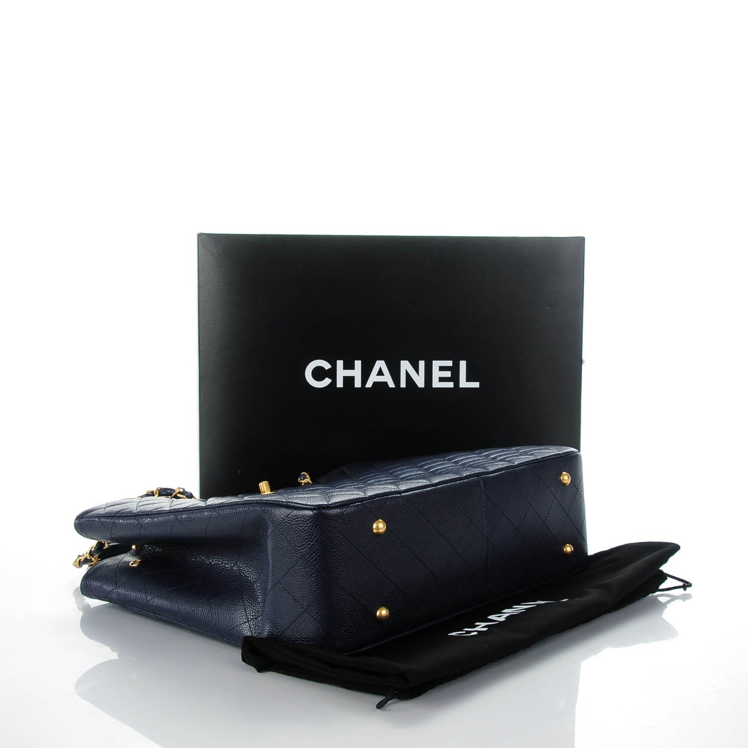 Chanel Caviar Quilted Shopping Tote Navy 4 of 7