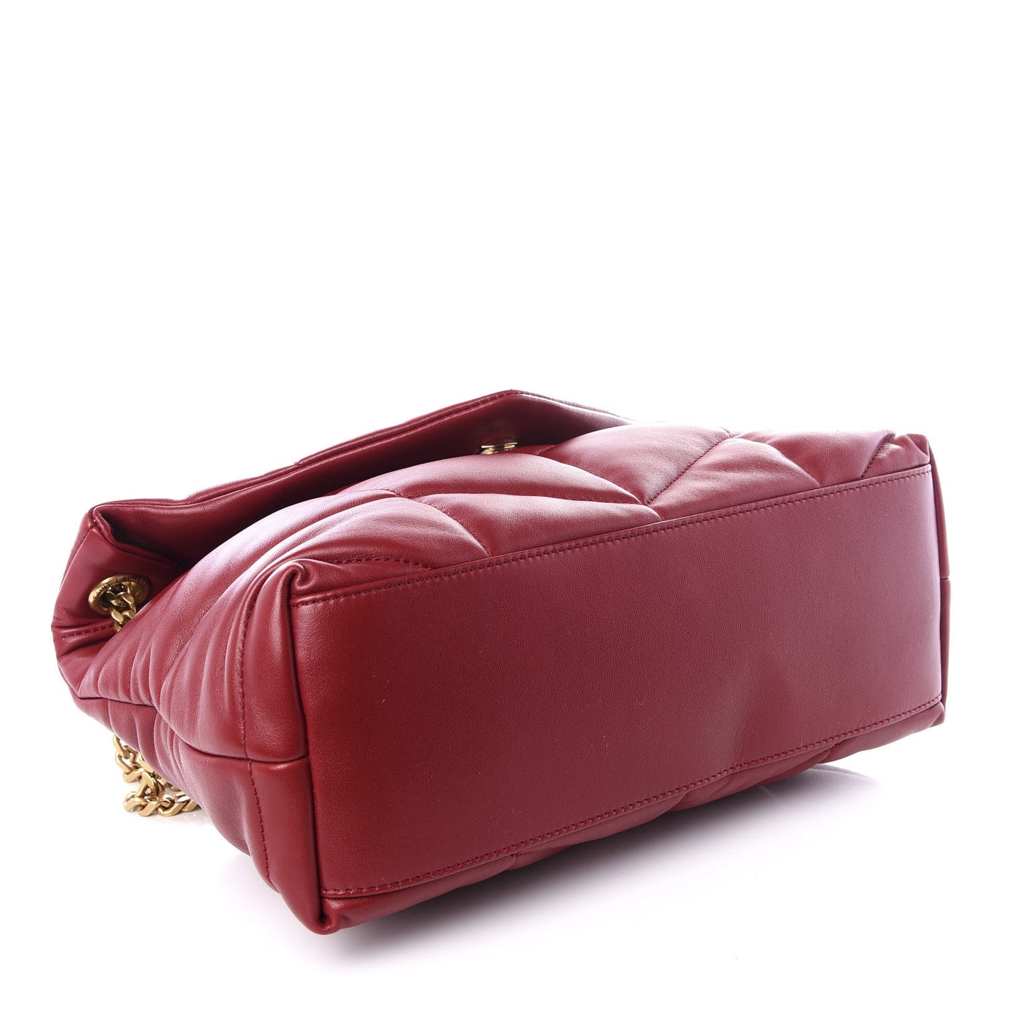 Lambskin Quilted Small Loulou Puffer Monogram Chain Satchel Red