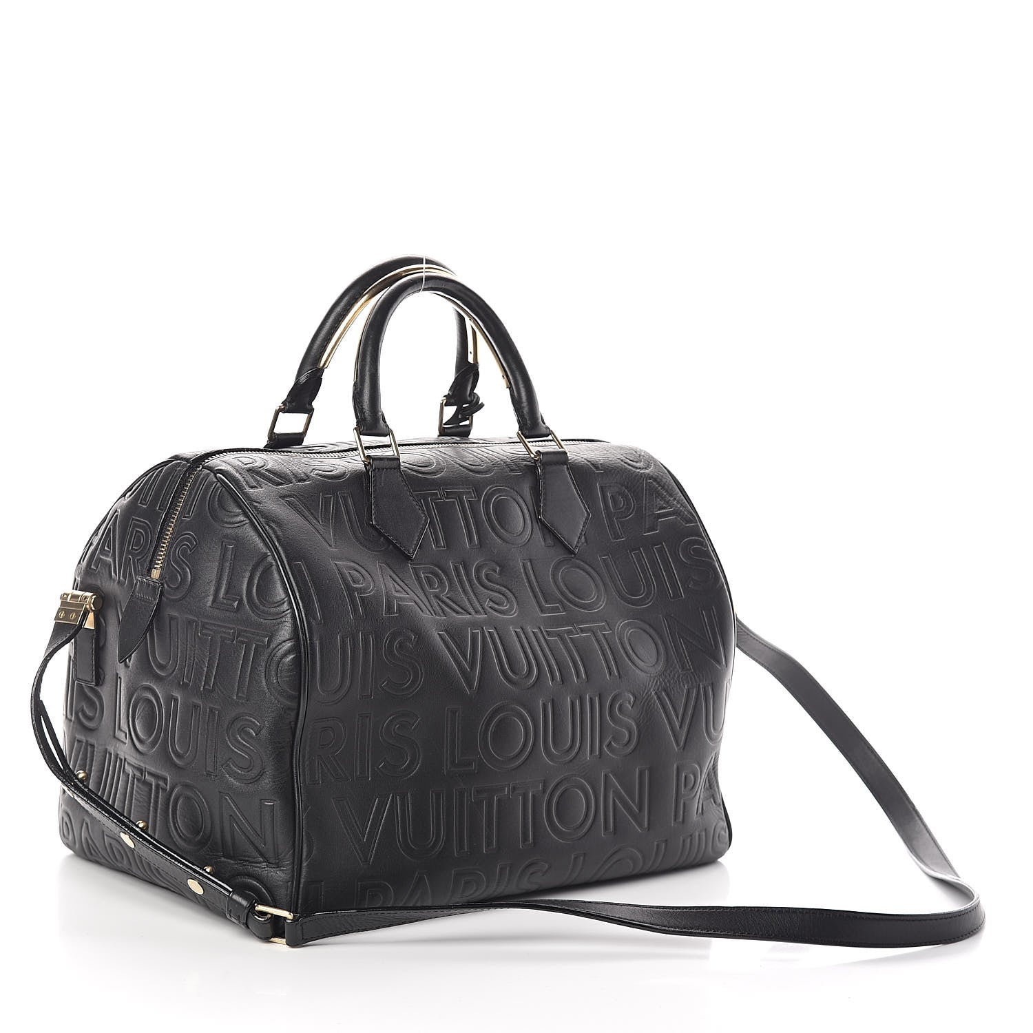 Louis Vuitton Calfskin Embossed Speedy Cube 30 Black 3 of 14