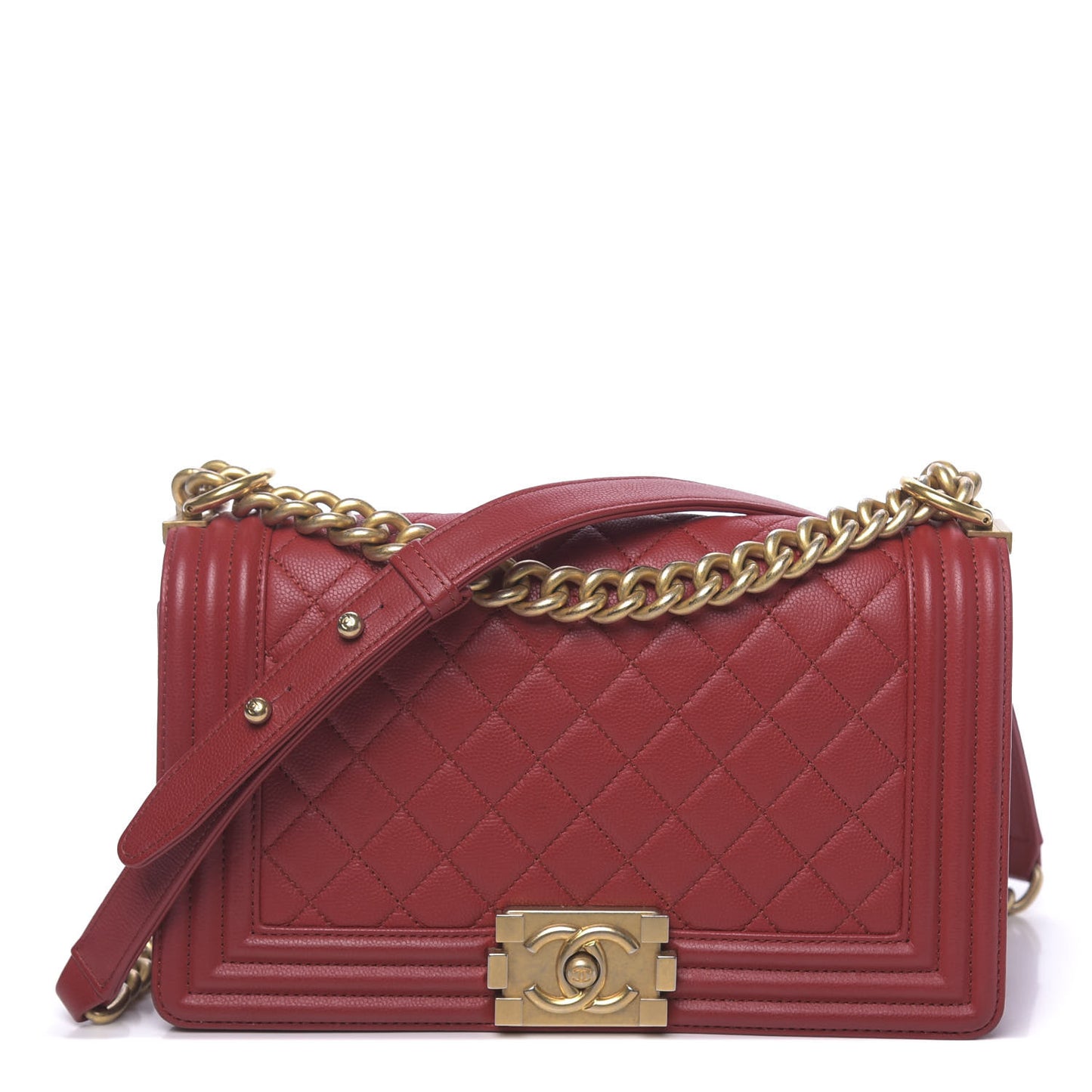 Caviar Quilted Medium Boy Flap Red