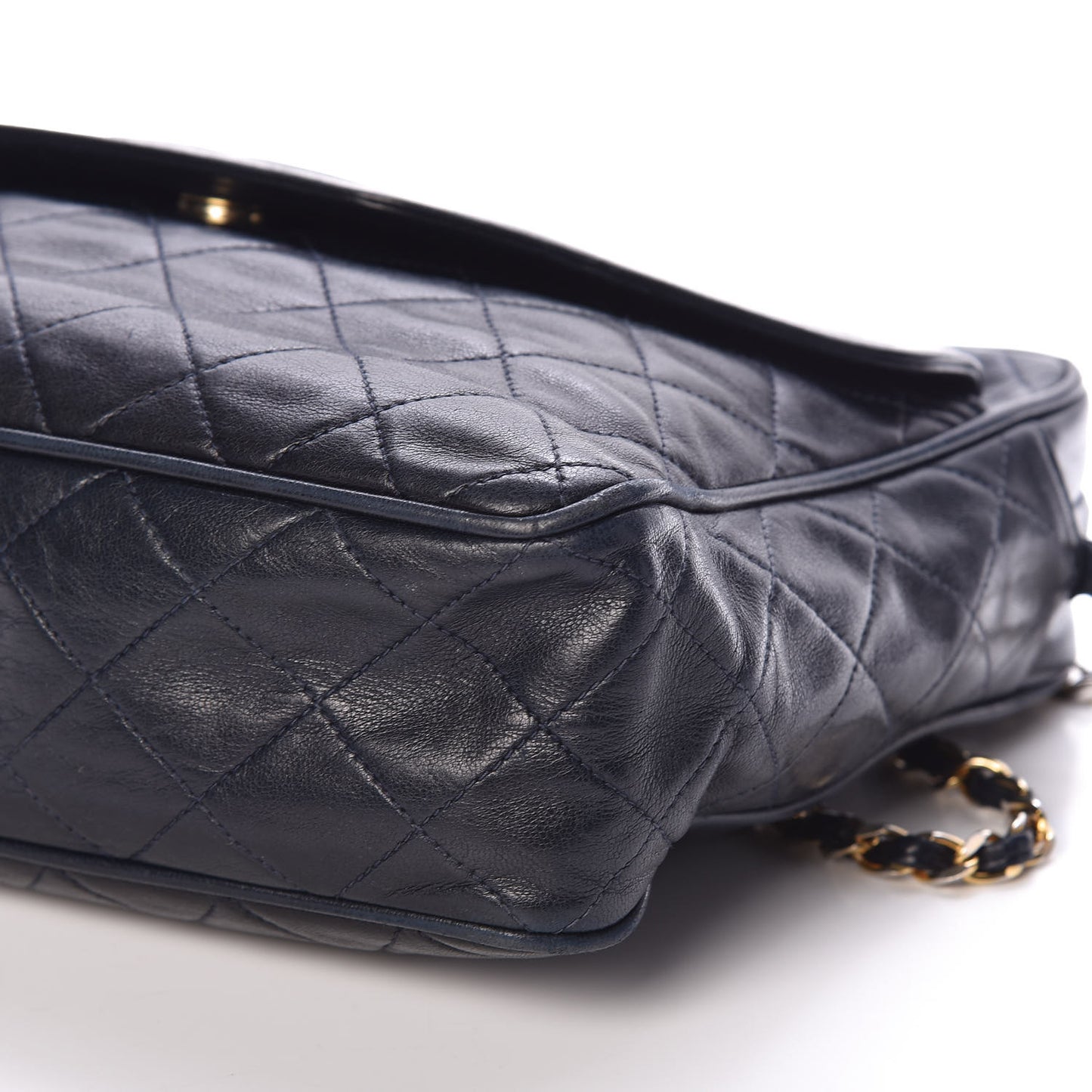 Lambskin Quilted Tassel Camera Case Navy