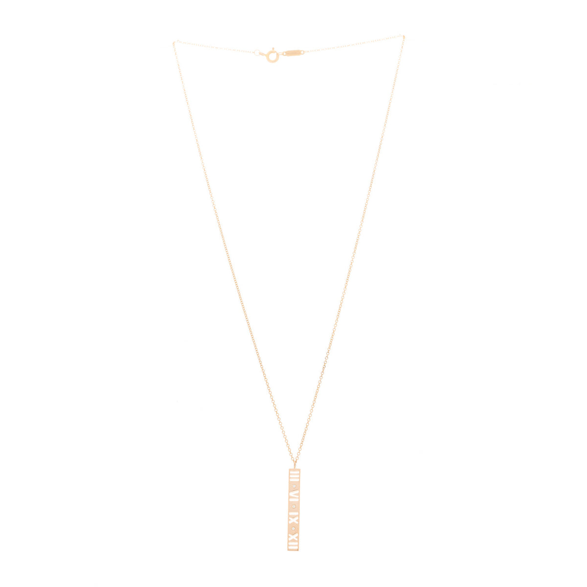 18K Rose Gold Diamond Atlas Bar Pendant Necklace