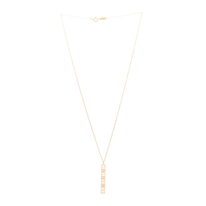 Tiffany 18K Rose Gold Diamond Atlas Bar Pendant Necklace 3 of 5