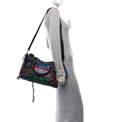 Balenciaga Agneau Graffiti All Over Classic Hardware City Black Vert Rouge 2 of 11