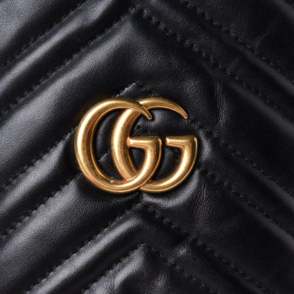 Gucci Calfskin Matelasse Mini GG Marmont 2.0 Bucket Bag Black 8 of 10