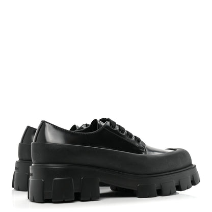 Prada Spazzolato Mens Lace Up 45mm Derby Loafers 8 Black 4 of 10