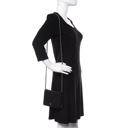 Chanel Goatskin Camellia Embossed Wallet on Chain WOC Black 2 of 10