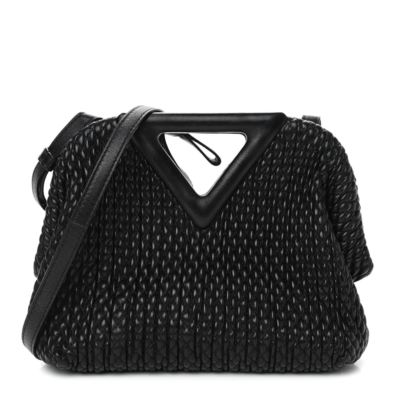 Bottega Veneta Lambskin Knit Small The Point Triangle Bag Black 1 of 4