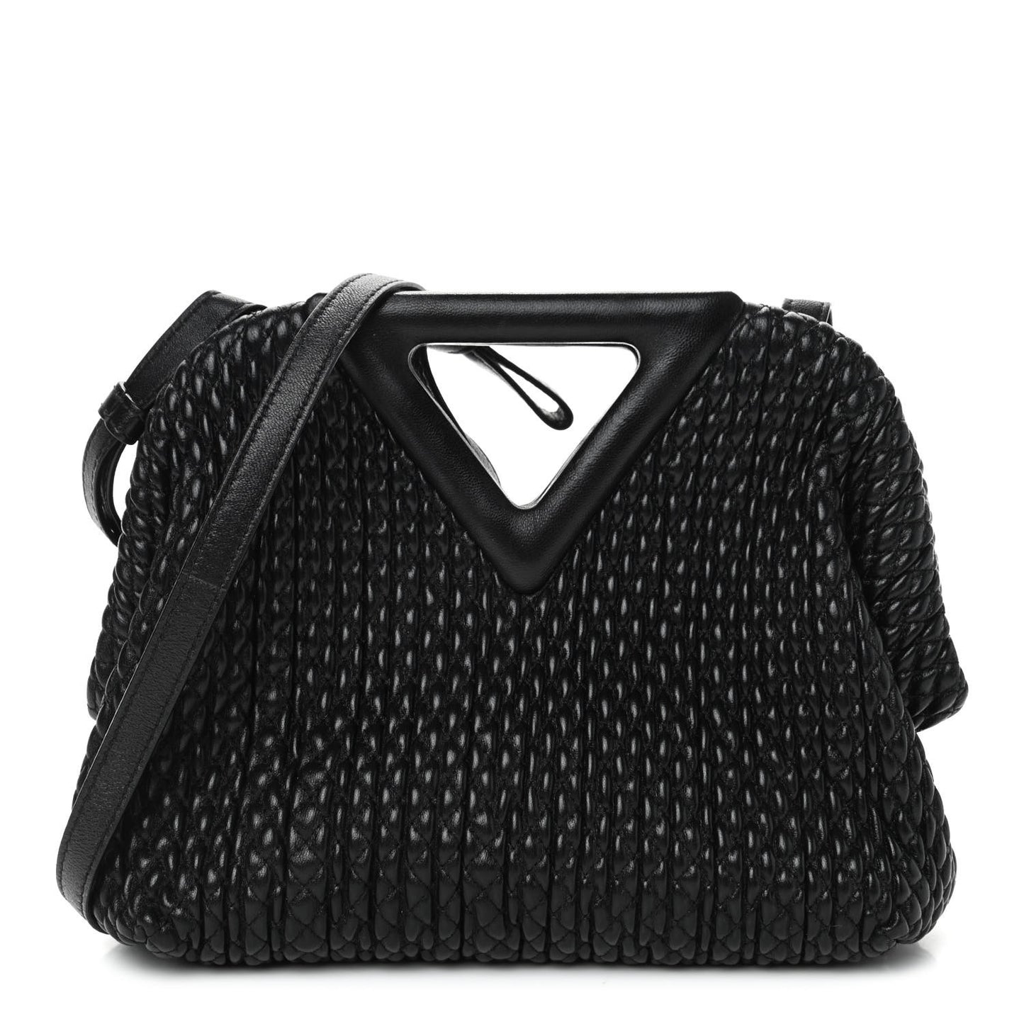 Lambskin Knit Small The Point Triangle Bag Black