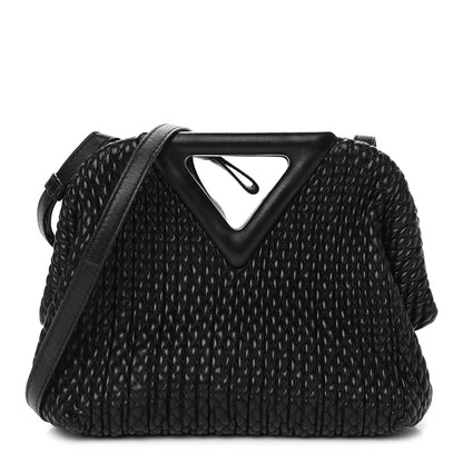 Bottega Veneta Lambskin Knit Small The Point Triangle Bag Black 1 of 6
