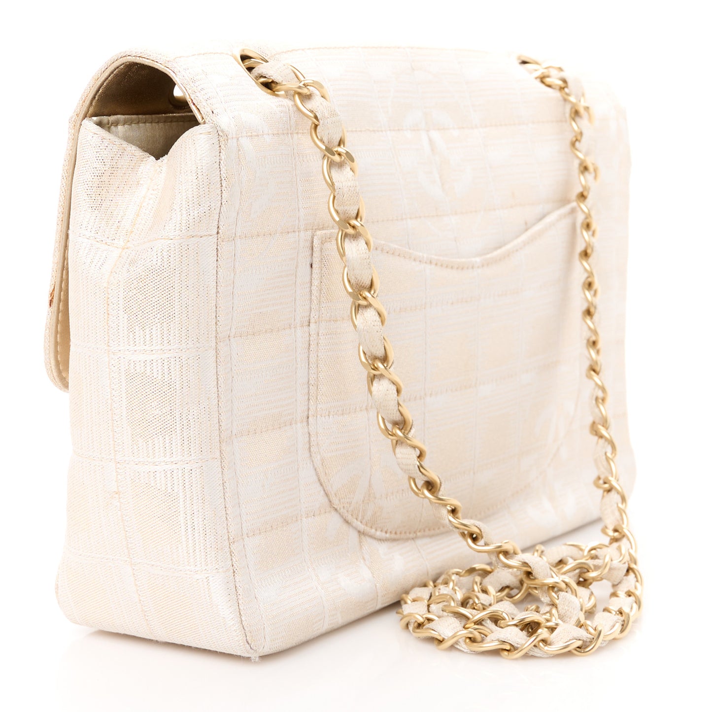 Metallic Nylon Medium Travel Flap Light Gold