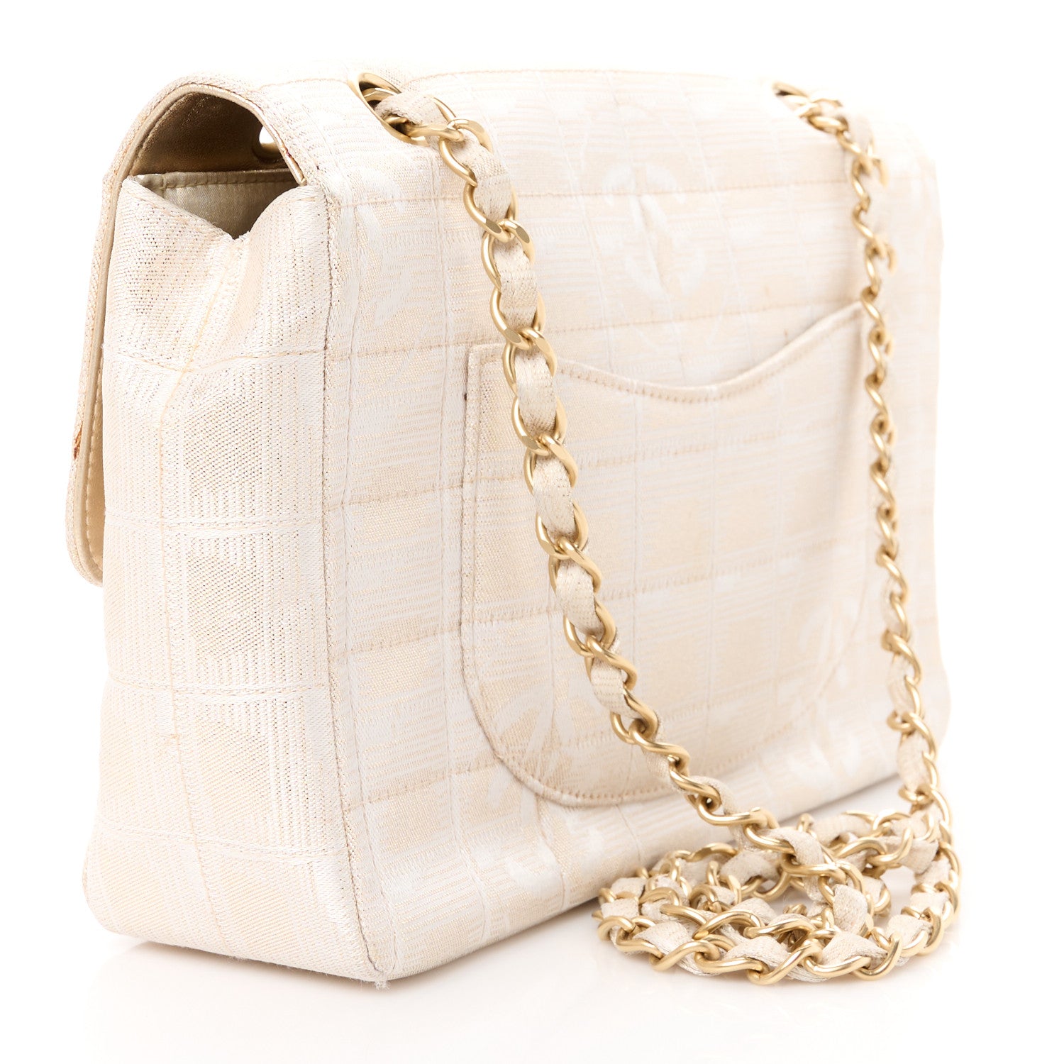 Chanel Metallic Nylon Medium Travel Flap Light Gold 3 of 13