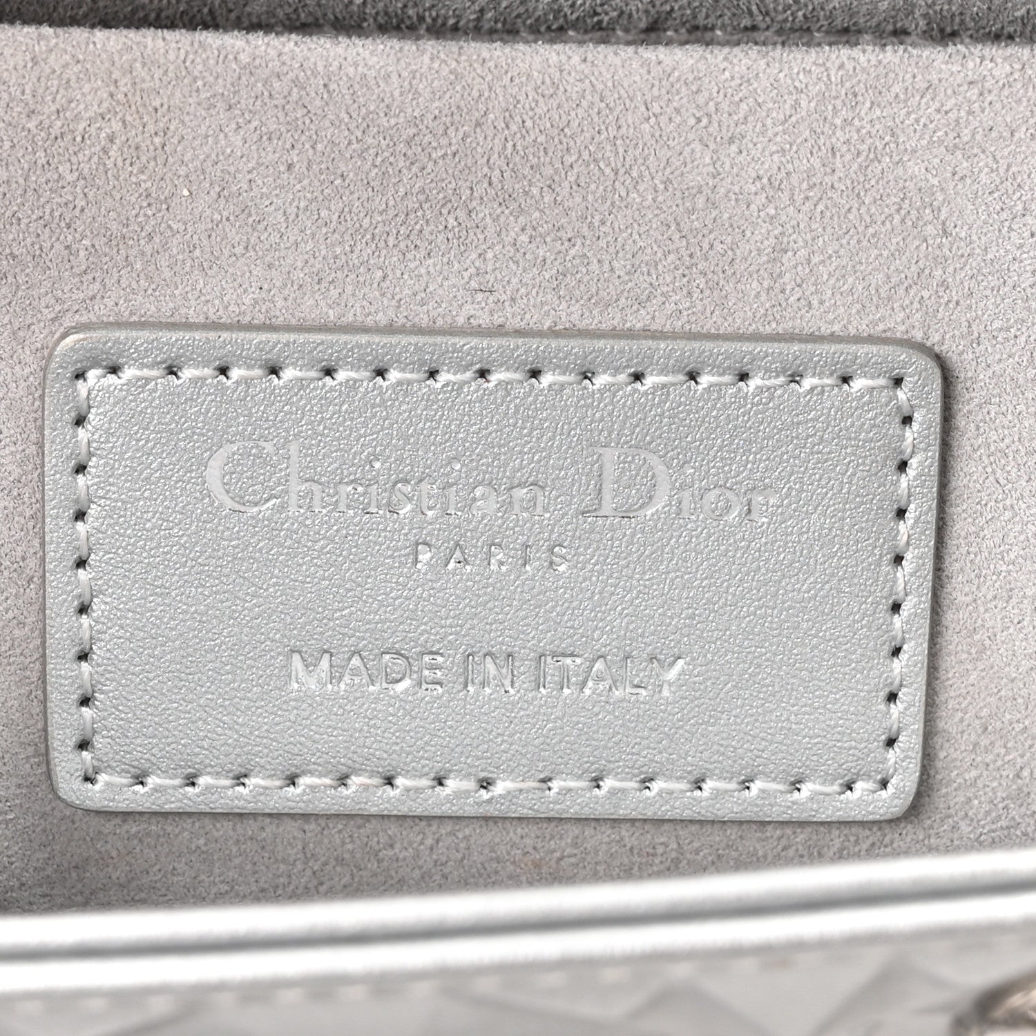 Christian Dior Metallic Calfskin Cannage Diamond Small Lady D-Joy Silver 6 of 10