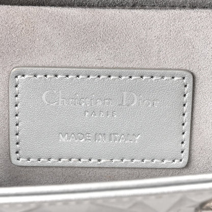 Christian Dior Metallic Calfskin Cannage Diamond Small Lady D-Joy Silver 6 of 10