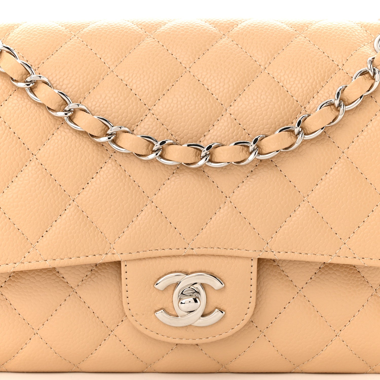 Chanel Caviar Quilted Medium Double Flap Beige 8 of 11