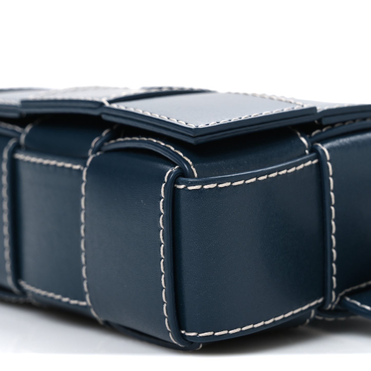 Lambskin Maxi Intrecciato Urban Stitch Mini Cassette Belt Bag Deep Blue