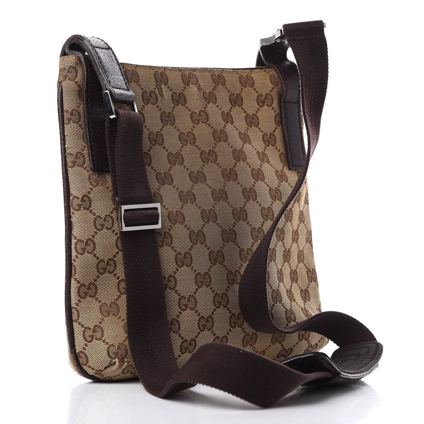 GG Plus Monogram Small Flat Messenger Bag Dark Brown