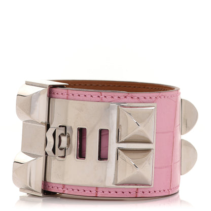 Hermes Matte Alligator Collier De Chien CDC Bracelet T3 5P Pink 3 of 6