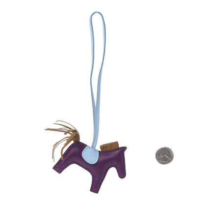 Hermes Milo Lambskin Grigri Rodeo Horse Bag Charm PM Violet Celeste Kraft 2 of 5
