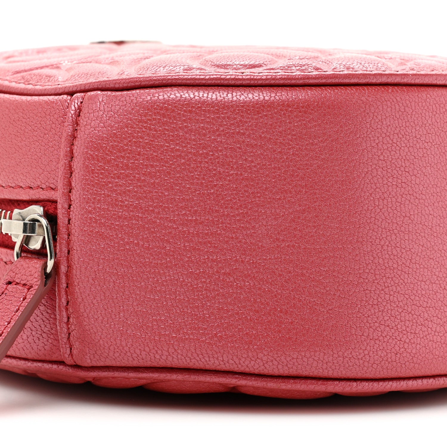 Chanel Goatskin Camellia Quilted Round Clutch With Chain Dark Pink 9 of 9