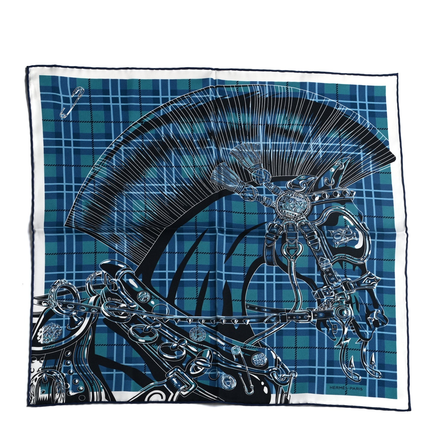 Silk Cheval Punk Pocket Square Ciel Black