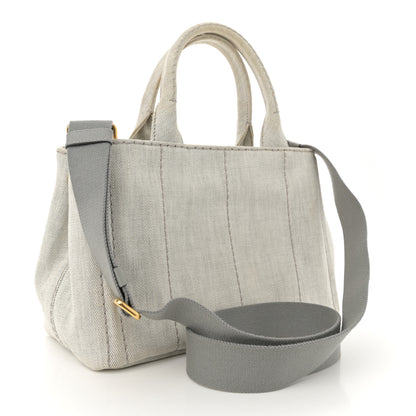 Prada Denim Small Logo Tote Bianco 3 of 12