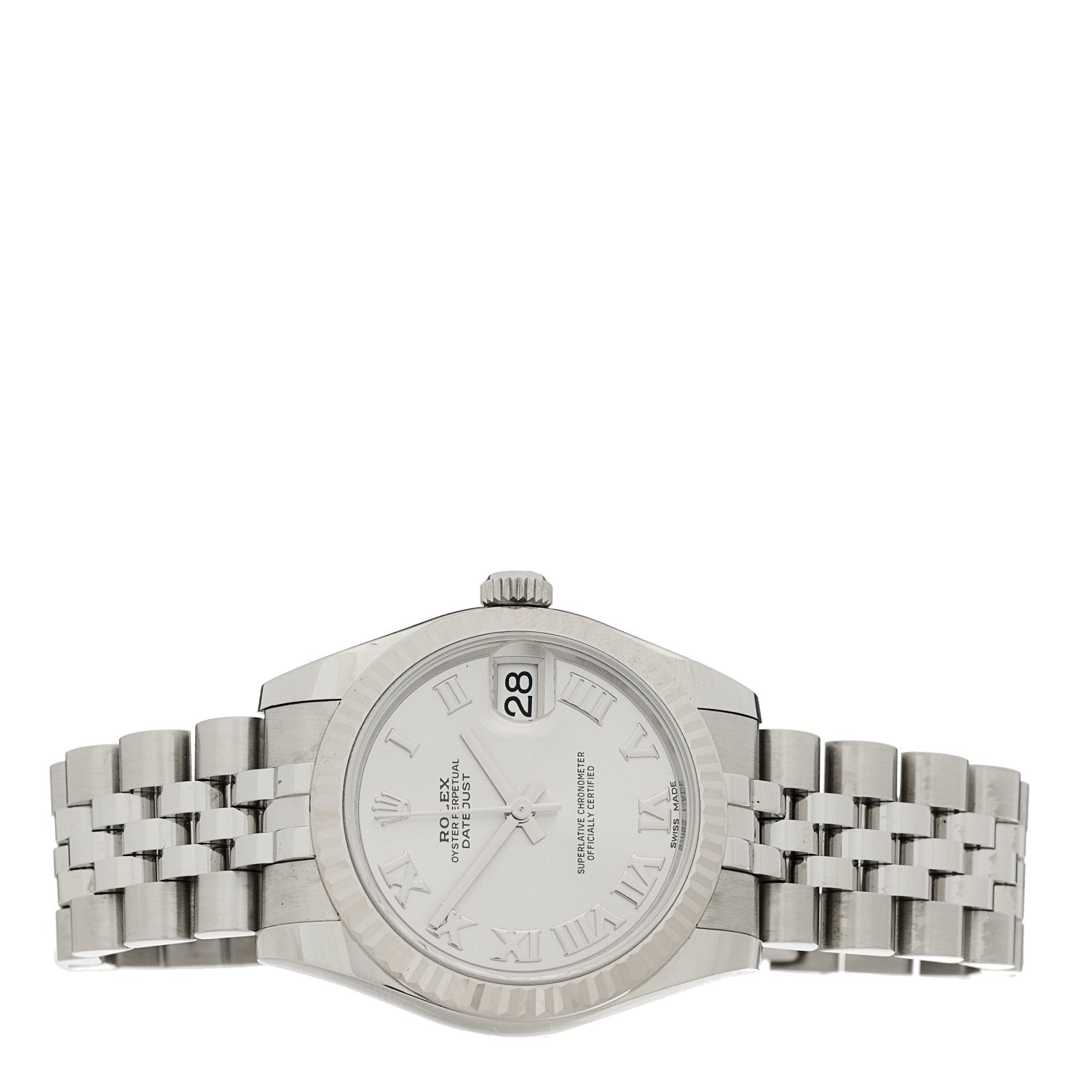 Rolex Stainless Steel 18K White Gold 31mm Oyster Perpetual Datejust Watch Silver Roman 178274 2 of 5