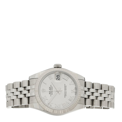 Rolex Stainless Steel 18K White Gold 31mm Oyster Perpetual Datejust Watch Silver Roman 178274 2 of 5