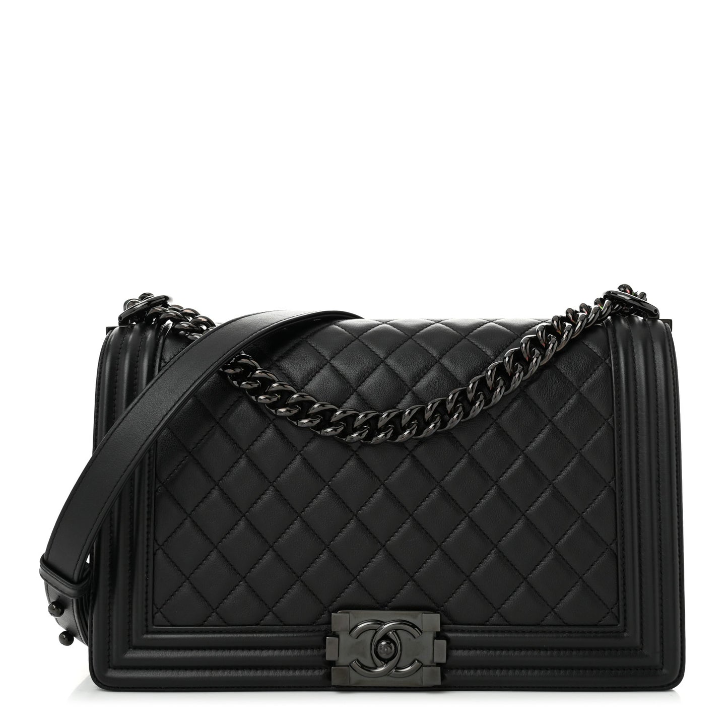 Calfskin Quilted New Medium Boy Flap So Black